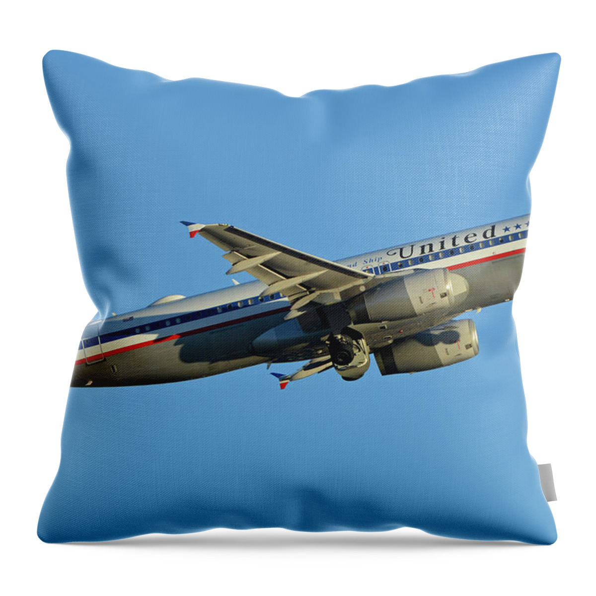 Airplane Throw Pillow featuring the photograph United Airbus A320-232 N475UA Friend Ship Phoenix Sky Harbor November 11 2017 by Brian Lockett