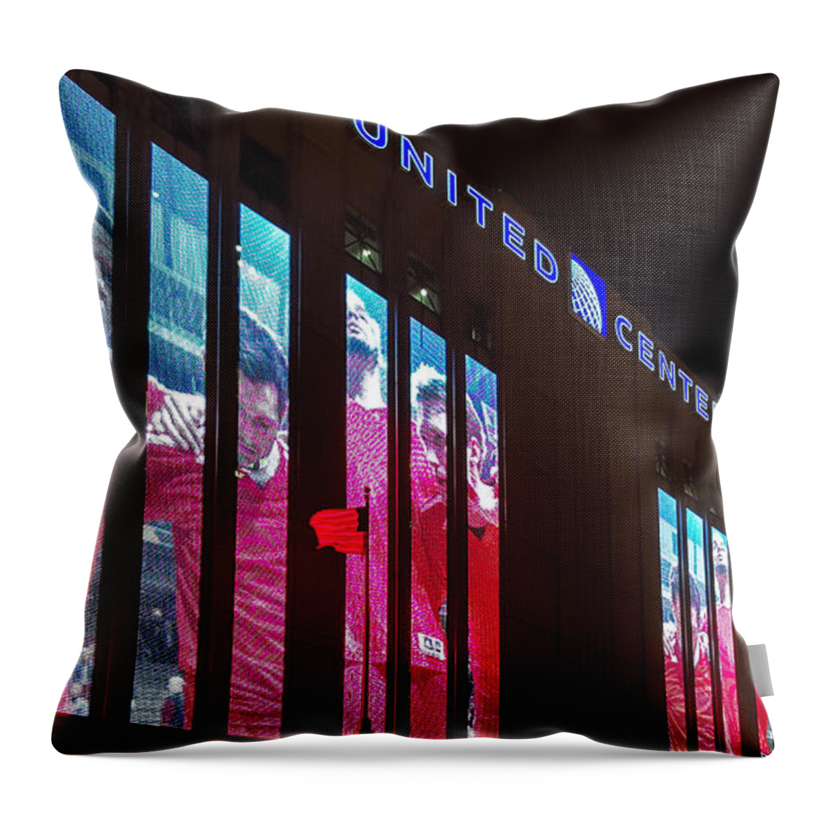 United Center Throw Pillow featuring the photograph United Center Station by Britten Adams