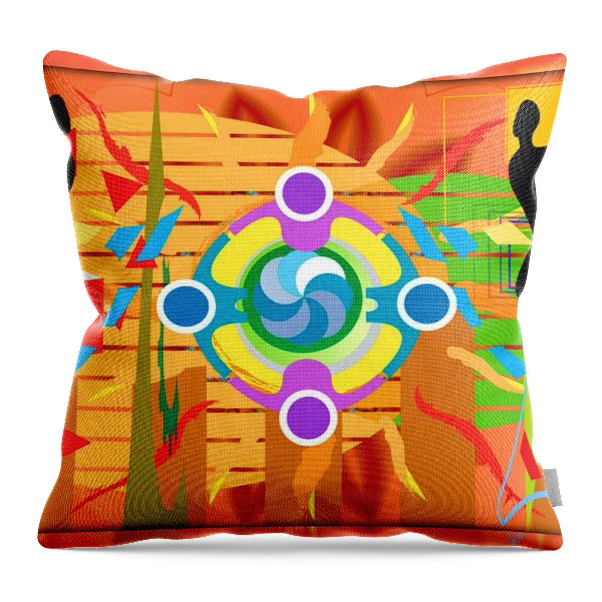 Abstract Throw Pillow featuring the mixed media Unityblast by Gena Livings