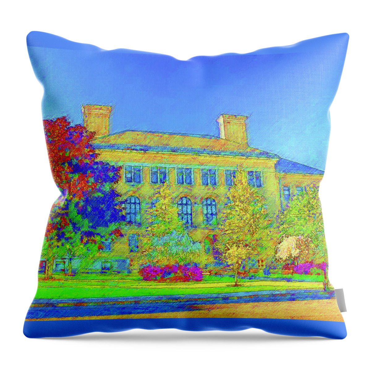 University Of Massachusetts Throw Pillow featuring the mixed media University of Massachusetts by DJ Fessenden