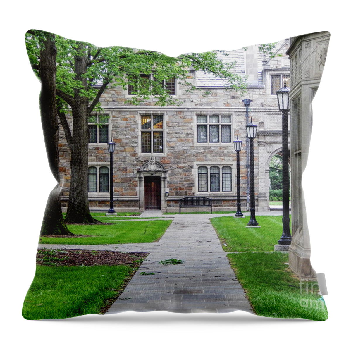 Law Quad Throw Pillow featuring the photograph University of Michigan Campus by Phil Perkins