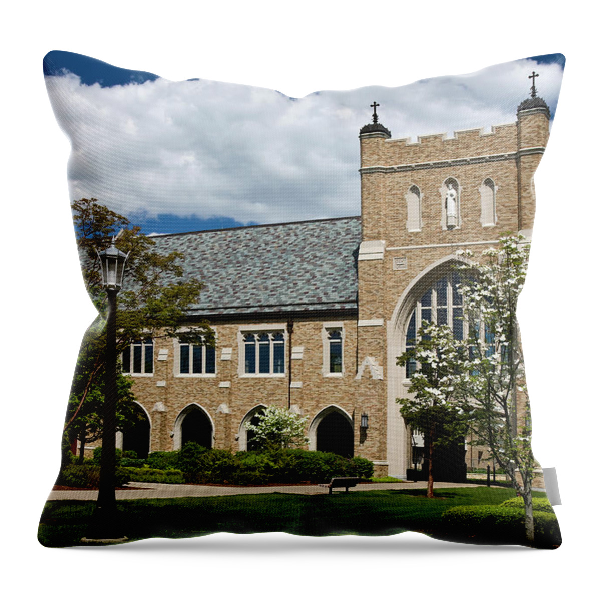 University Of Notre Dame Law School Throw Pillow featuring the photograph University of Notre Dame Law School by Sally Weigand