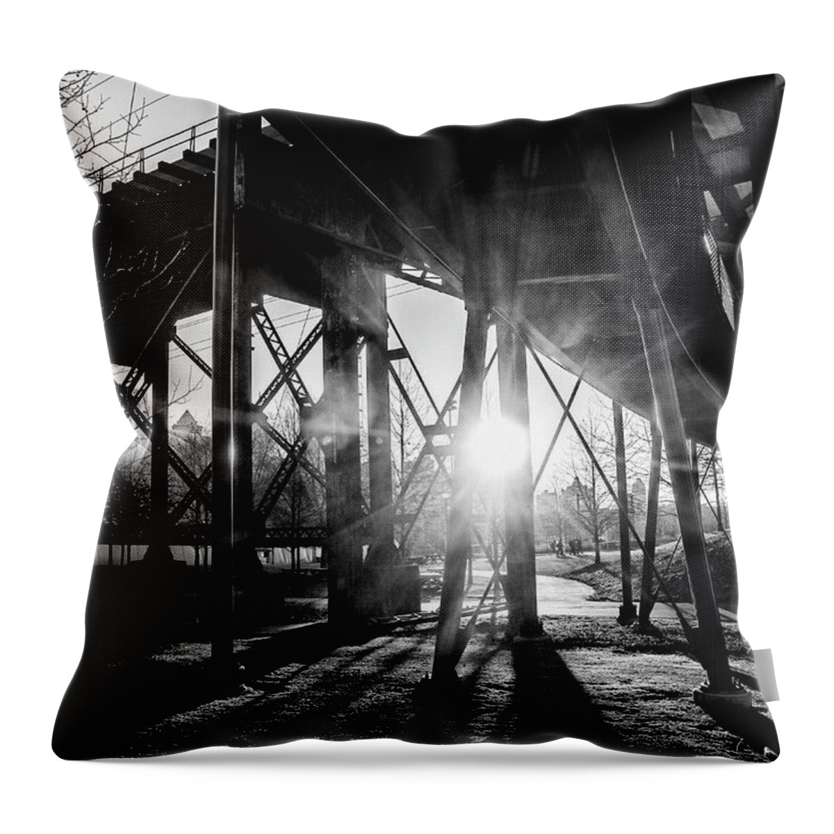 University Throw Pillow featuring the photograph University of Pennsylvania in Black and White by Bill Cannon