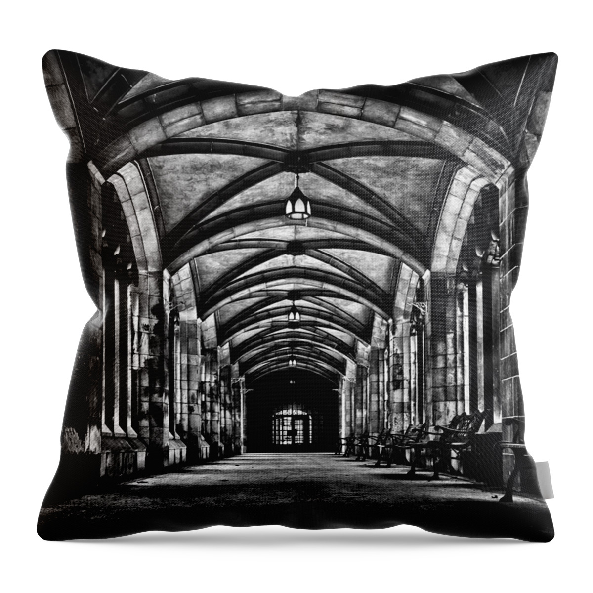 Toronto Throw Pillow featuring the photograph University of Toronto Knox College Cloister No 1 by Brian Carson