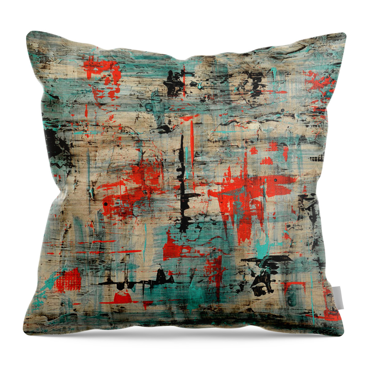 Abstract Throw Pillow featuring the painting Unleashed by Jim Benest