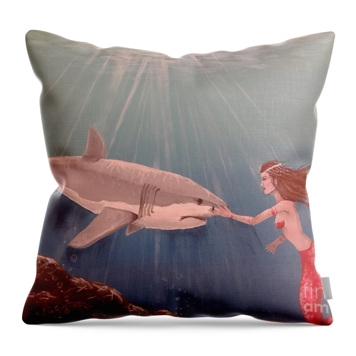 Fantasy Throw Pillow featuring the painting Unlikely friends by Heather James
