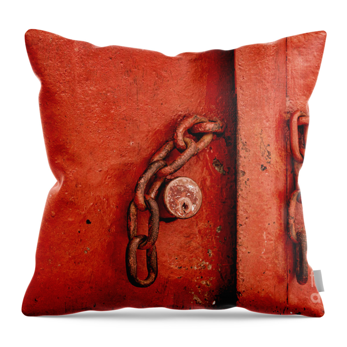 Red Door Throw Pillow featuring the photograph Unlocked by Ana V Ramirez