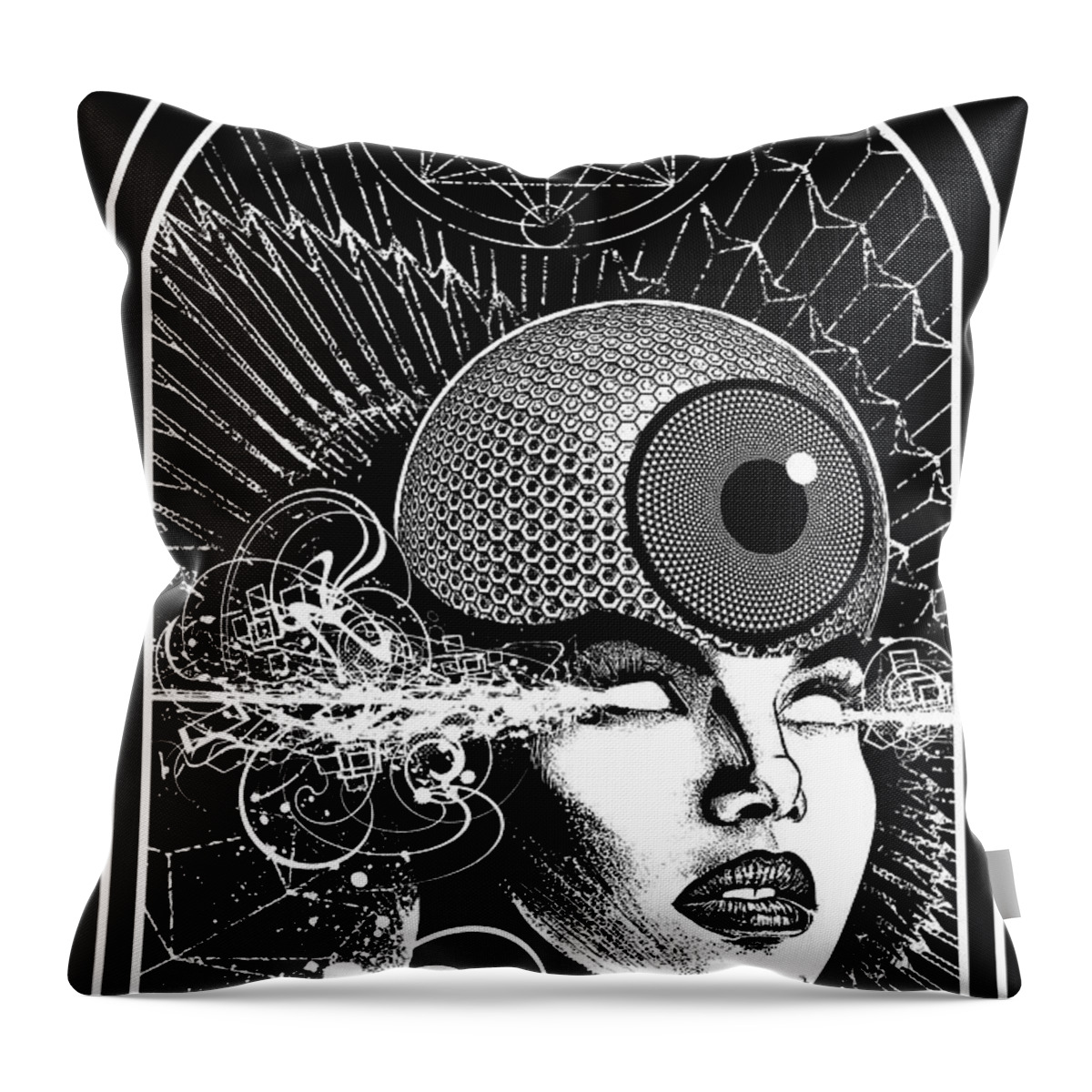 3rd Eye Throw Pillow featuring the mixed media Unseen Sights by Tony Koehl