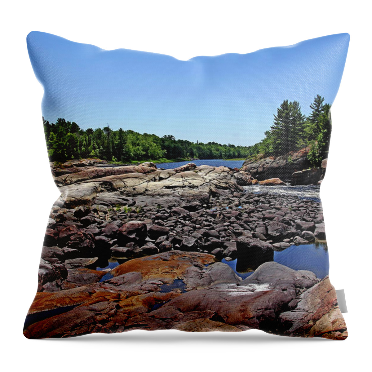 Sturgeon Chutes Throw Pillow featuring the photograph Untamed Wilderness by Debbie Oppermann