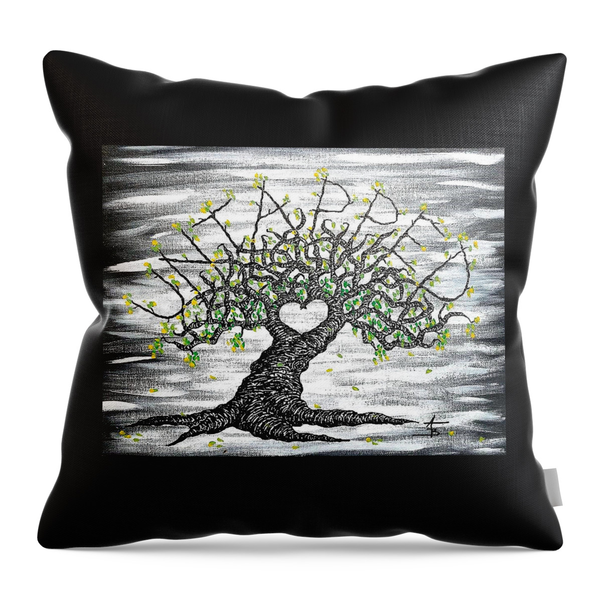 Love Throw Pillow featuring the drawing Untapped Love Tree by Aaron Bombalicki