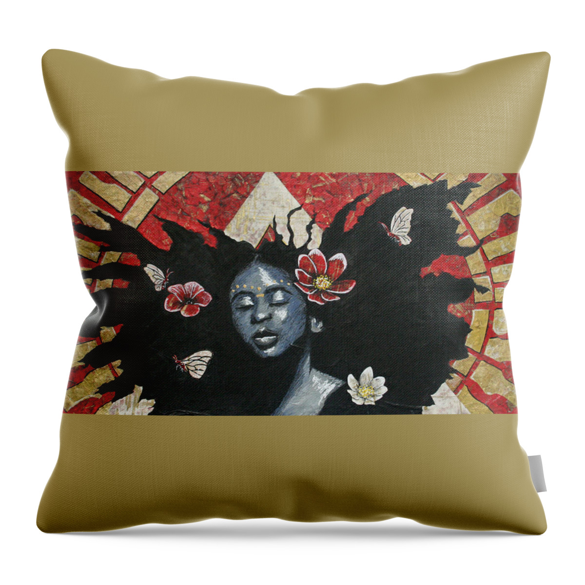 Black Throw Pillow featuring the mixed media Untitled Freedom by Edmund Royster