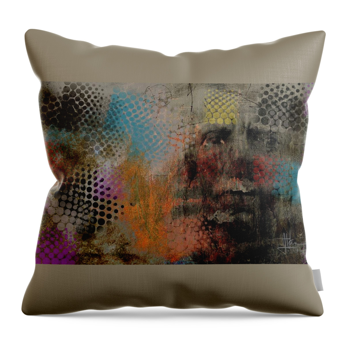 Portrait Throw Pillow featuring the painting Untitled June 6 2015 by Jim Vance