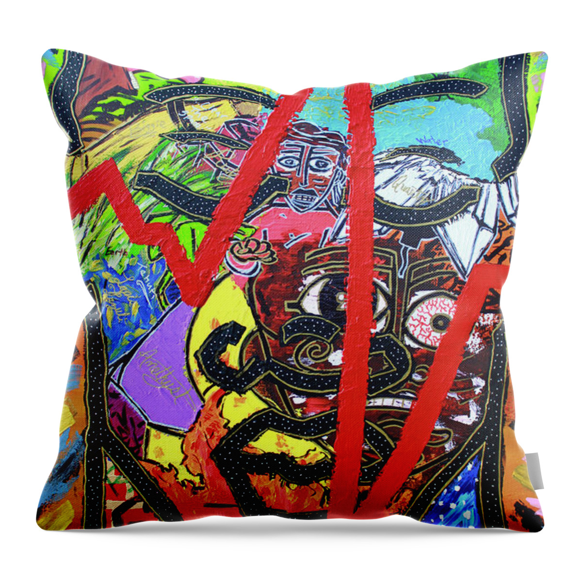 Abstract Throw Pillow featuring the painting Untitled by Odalo Wasikhongo