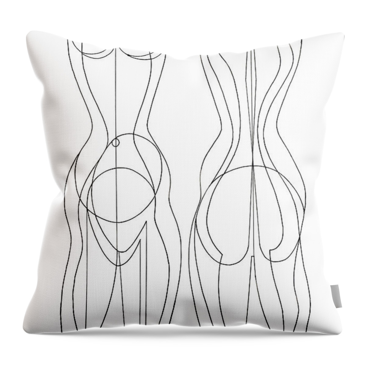Black And White Throw Pillow featuring the drawing Untitled Pair of Nudes by Manuel Bennett