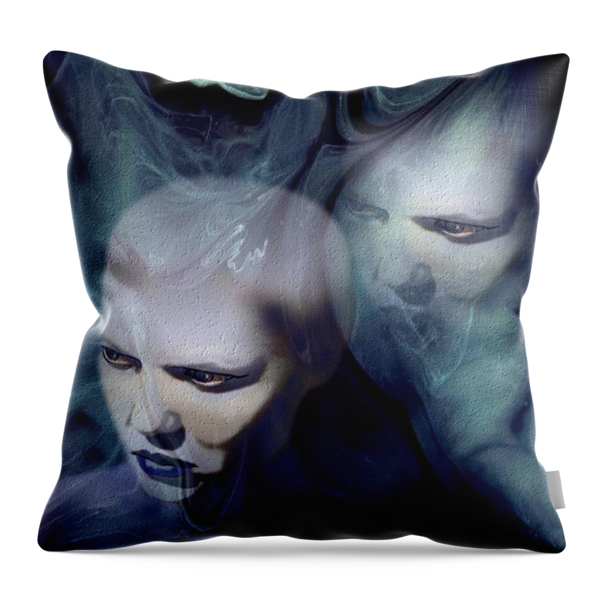 Dream Afterlife Experience Blue Smoke Throw Pillow featuring the digital art Untitled by Veronica Jackson