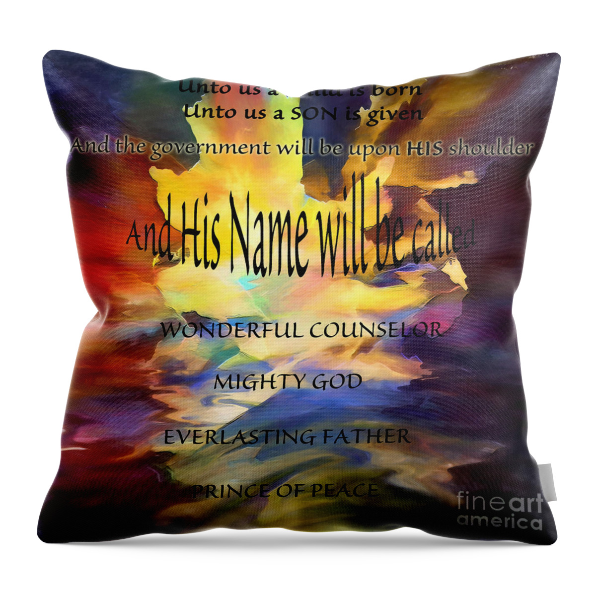 Isaiah 9 Verse 6 Throw Pillow featuring the digital art Unto Us by Margie Chapman