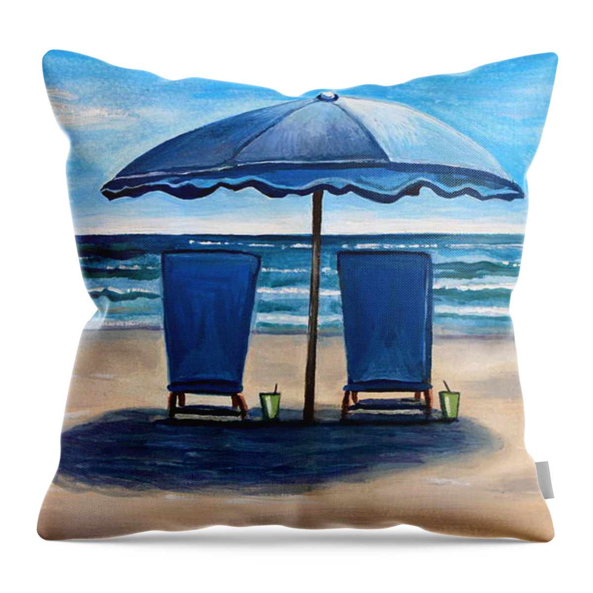 Beach Throw Pillow featuring the painting Unwind at the Beach by Elizabeth Robinette Tyndall