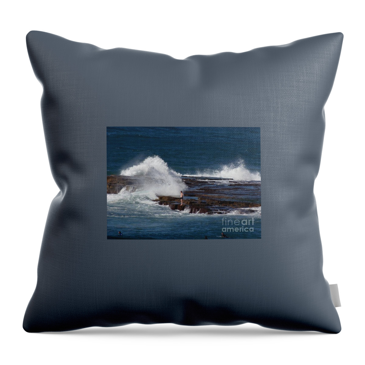 Huge Wave Throw Pillow featuring the photograph Unwitting Swimmer by Bev Conover