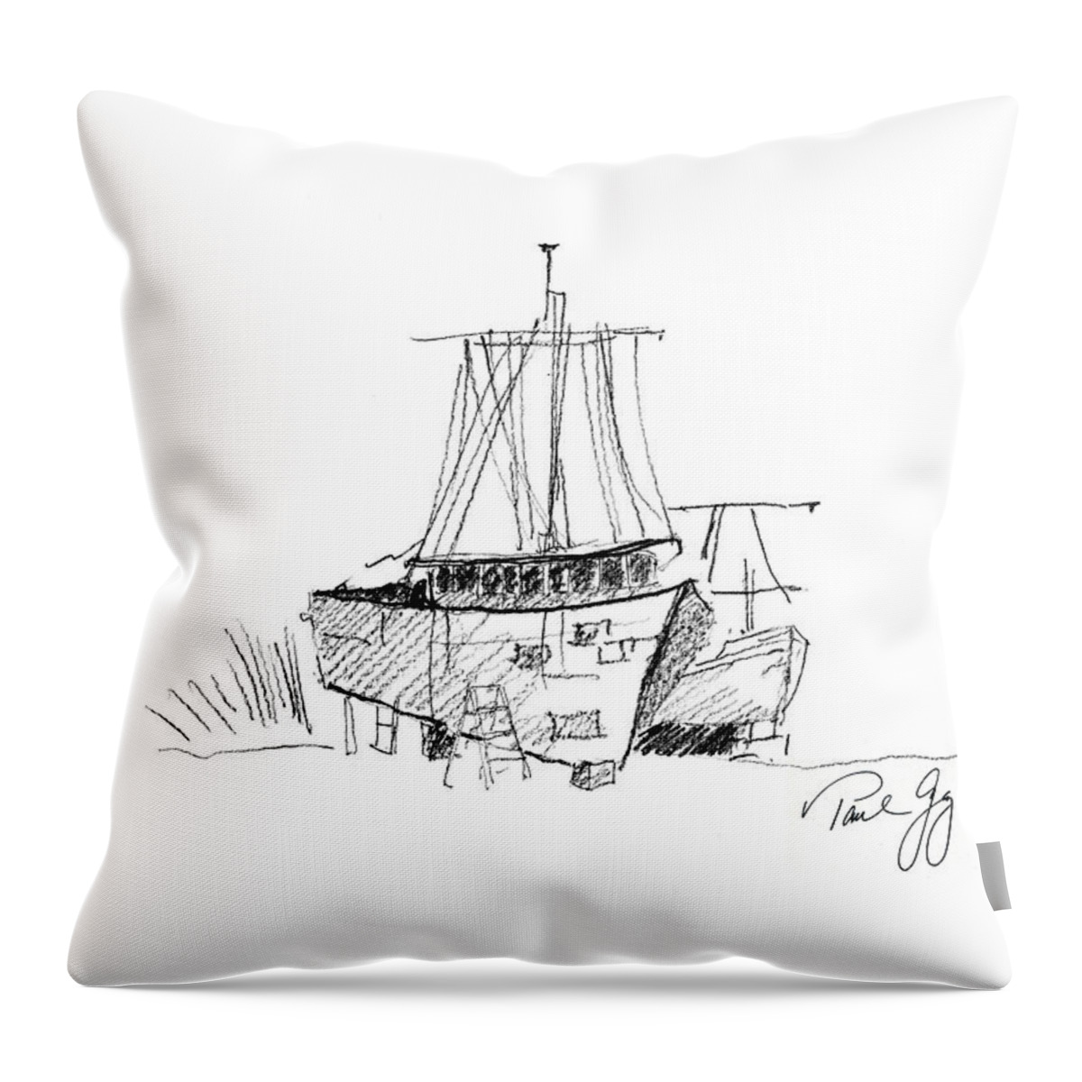 Gulf Of Mexico Throw Pillow featuring the digital art Up for Repairs in Pointe a la Hache Louisiana by Paul Gaj