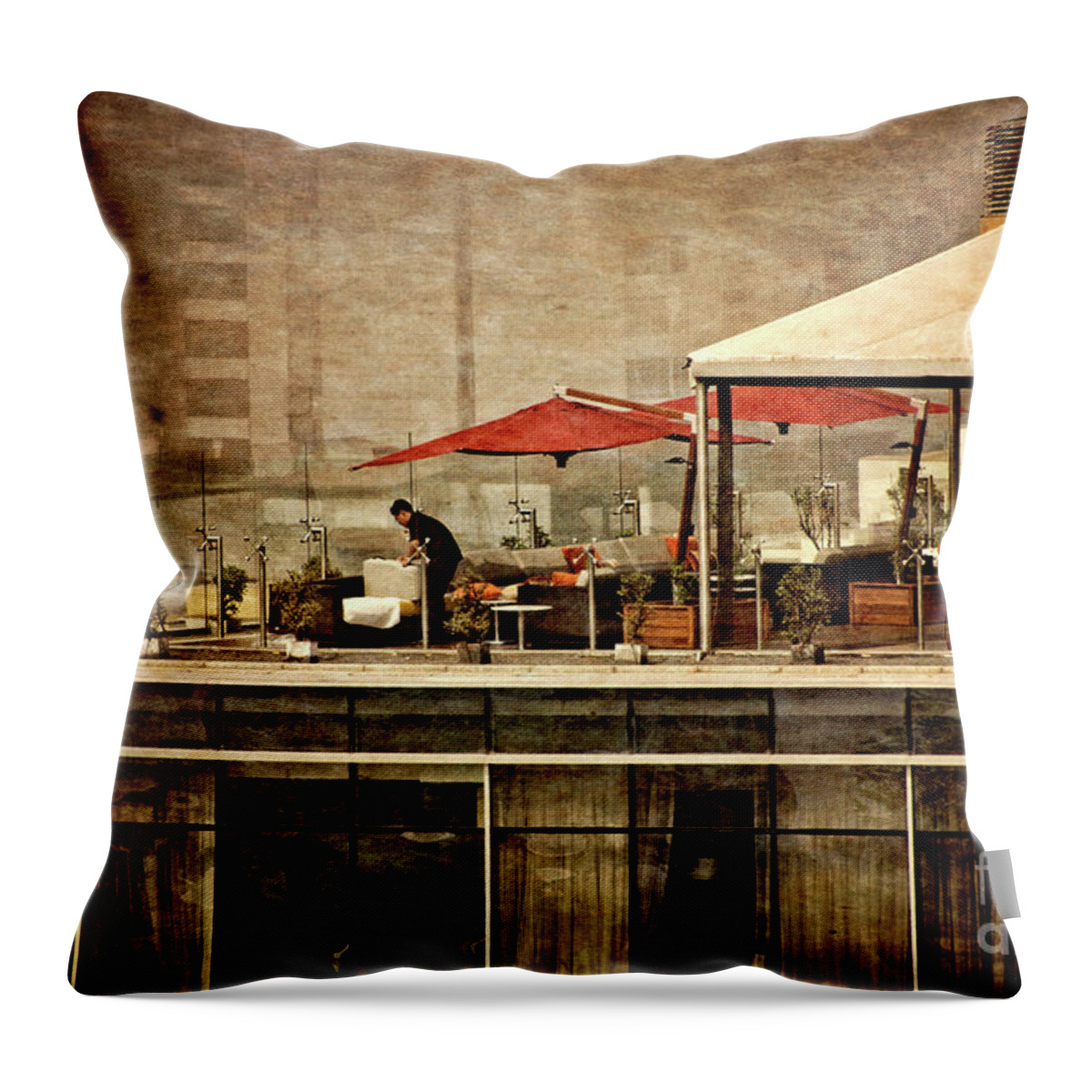 Up On The Roof Throw Pillow featuring the photograph Up on The Roof - Miraflores Peru by Mary Machare