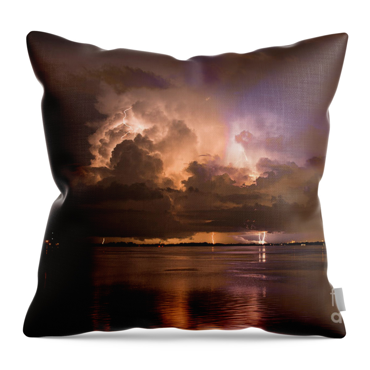 Lightning Throw Pillow featuring the photograph Up River by Quinn Sedam