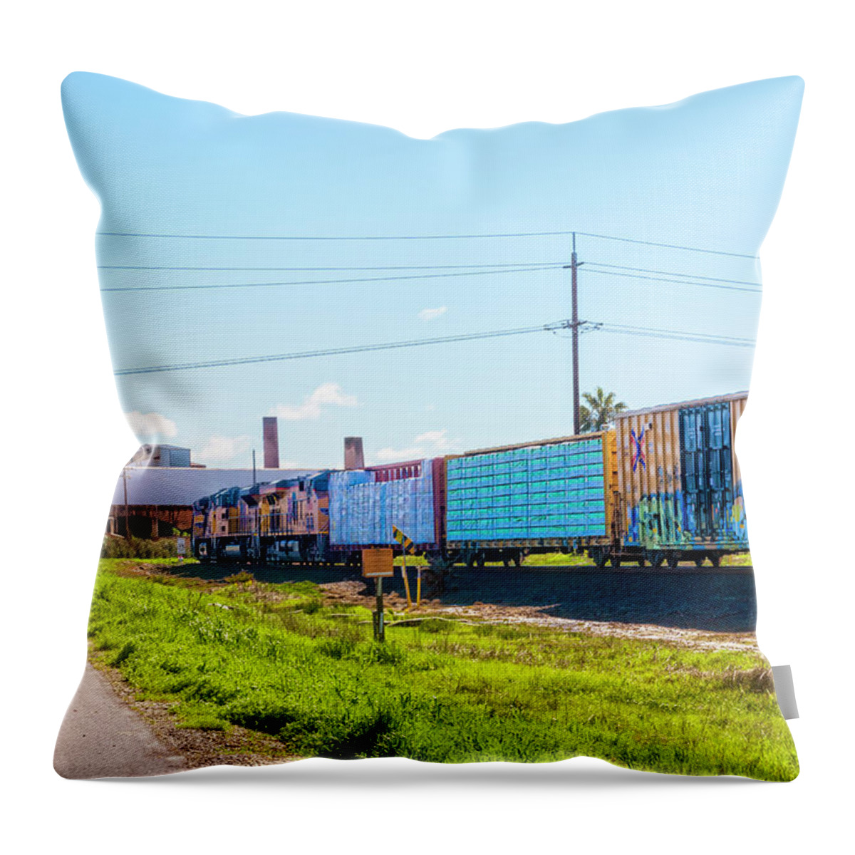 Freight Trains Throw Pillow featuring the photograph Up8145 by Jim Thompson
