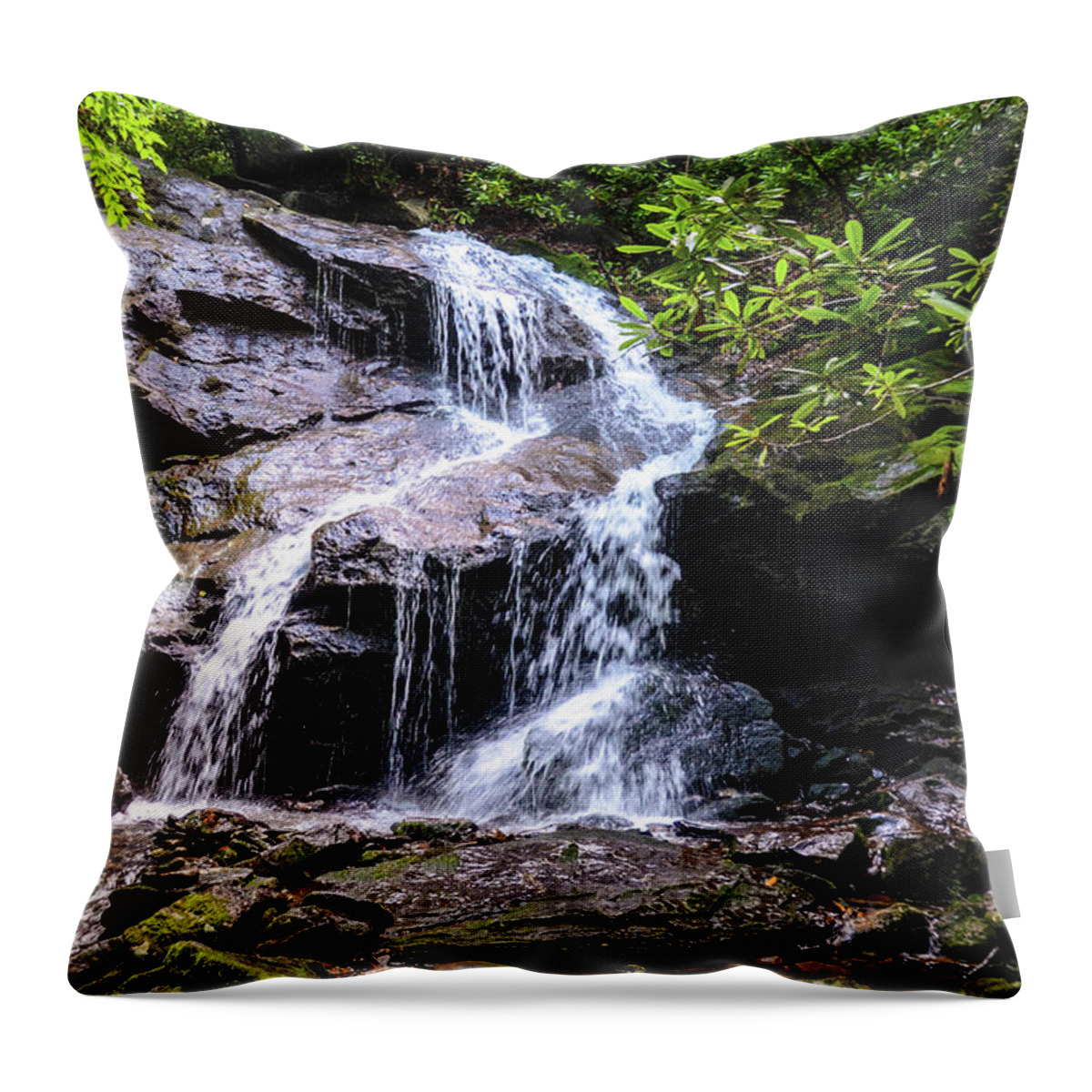 Waterfall Throw Pillow featuring the photograph Upper Dill Falls by Chuck Brown