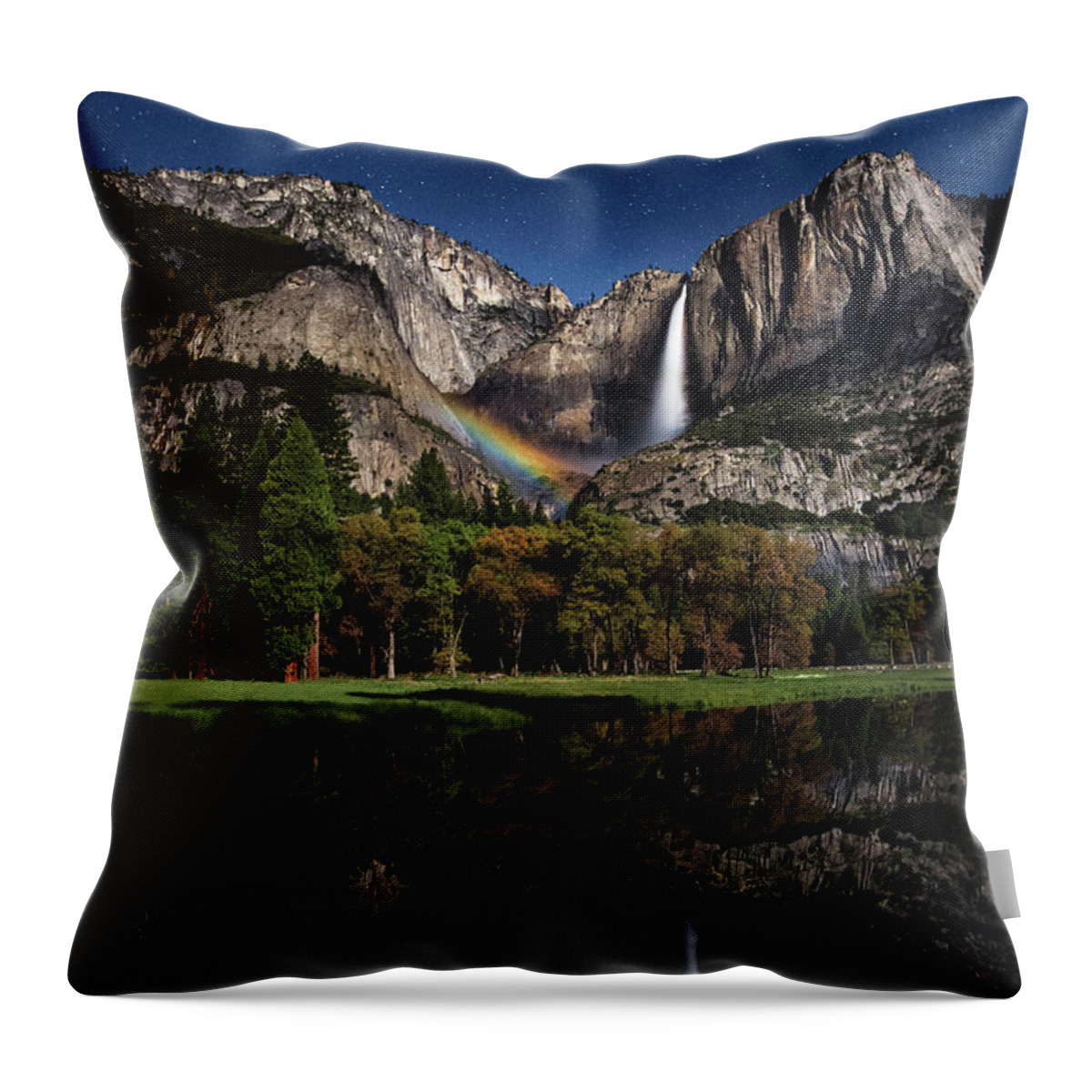Yosemite Throw Pillow featuring the photograph Upper Falls Moonbow by Anthony Michael Bonafede