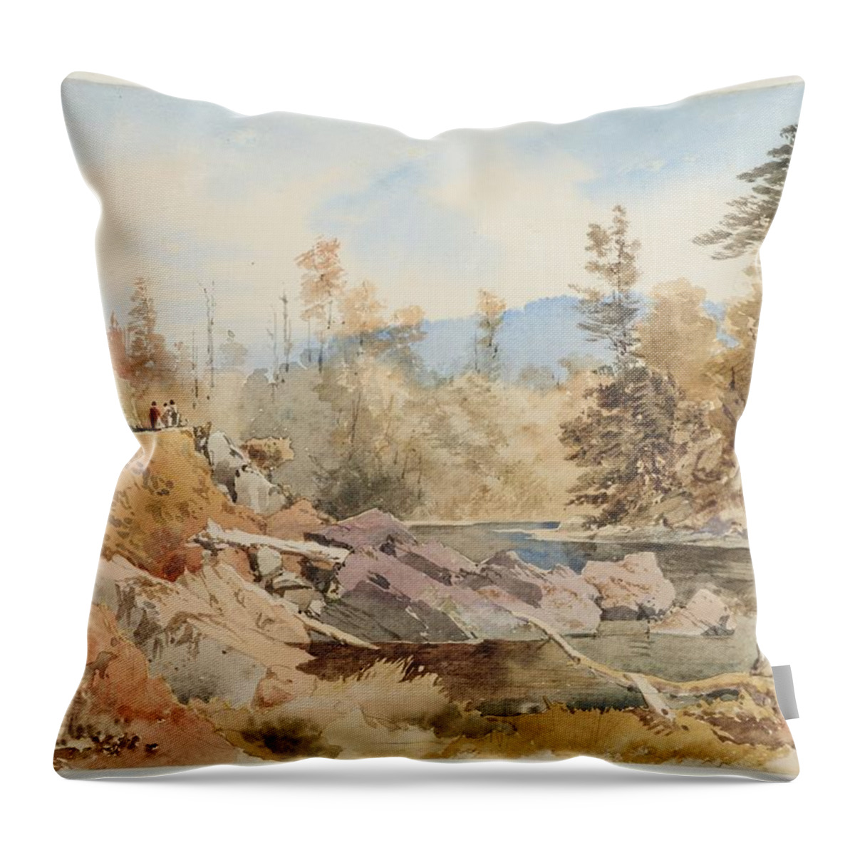 Upper Hutt Valley Throw Pillow featuring the painting Upper Hutt Valley, 1868, by Nicholas Chevalier by Celestial Images