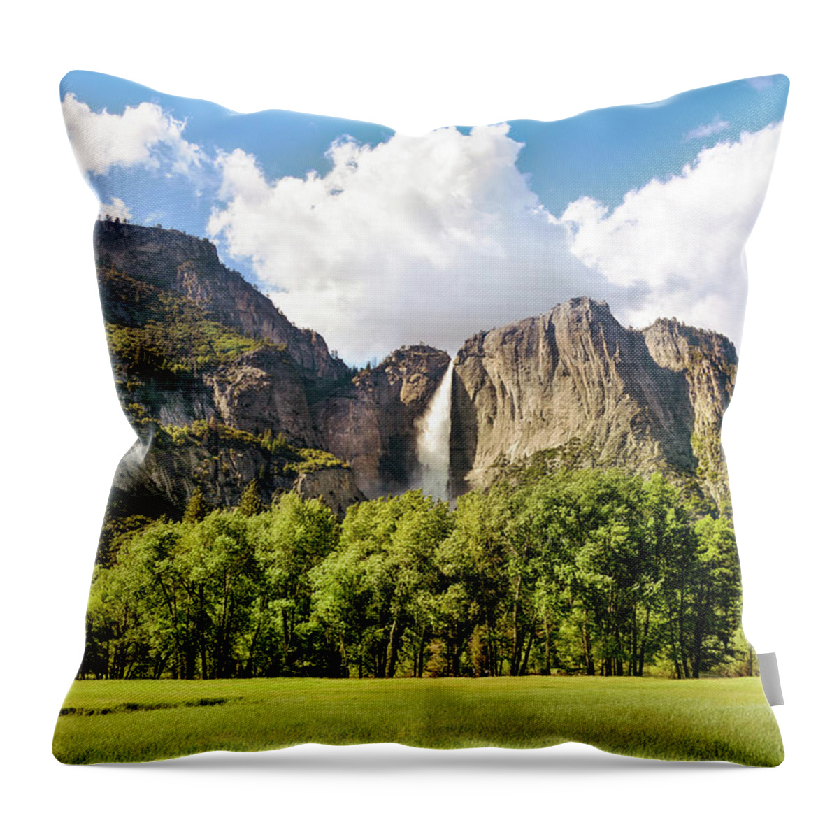 Spring Throw Pillow featuring the photograph Upper Yosemite Fall by Brian Tada