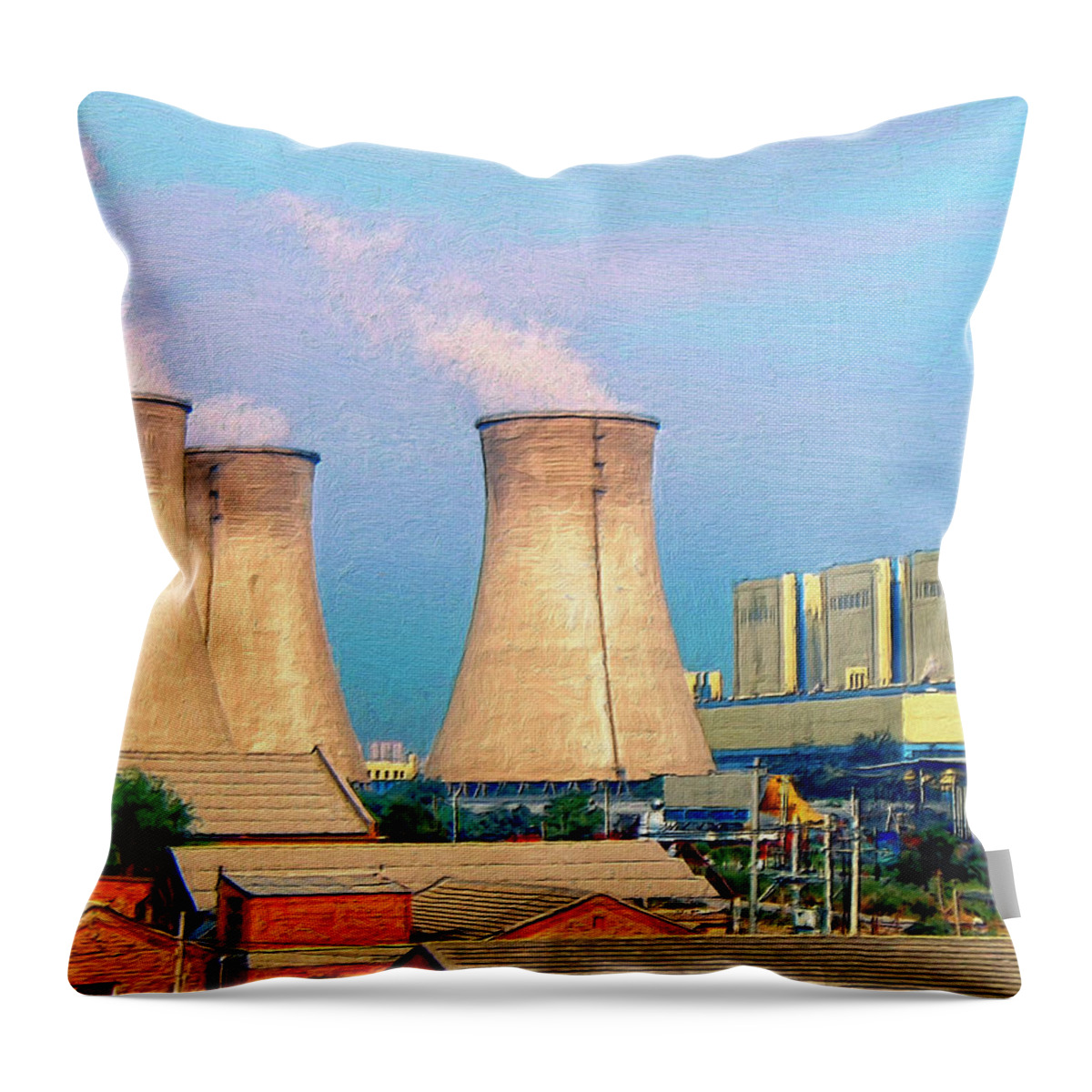 Nuclear Power Throw Pillow featuring the painting Upscale Neighborhood by Dominic Piperata
