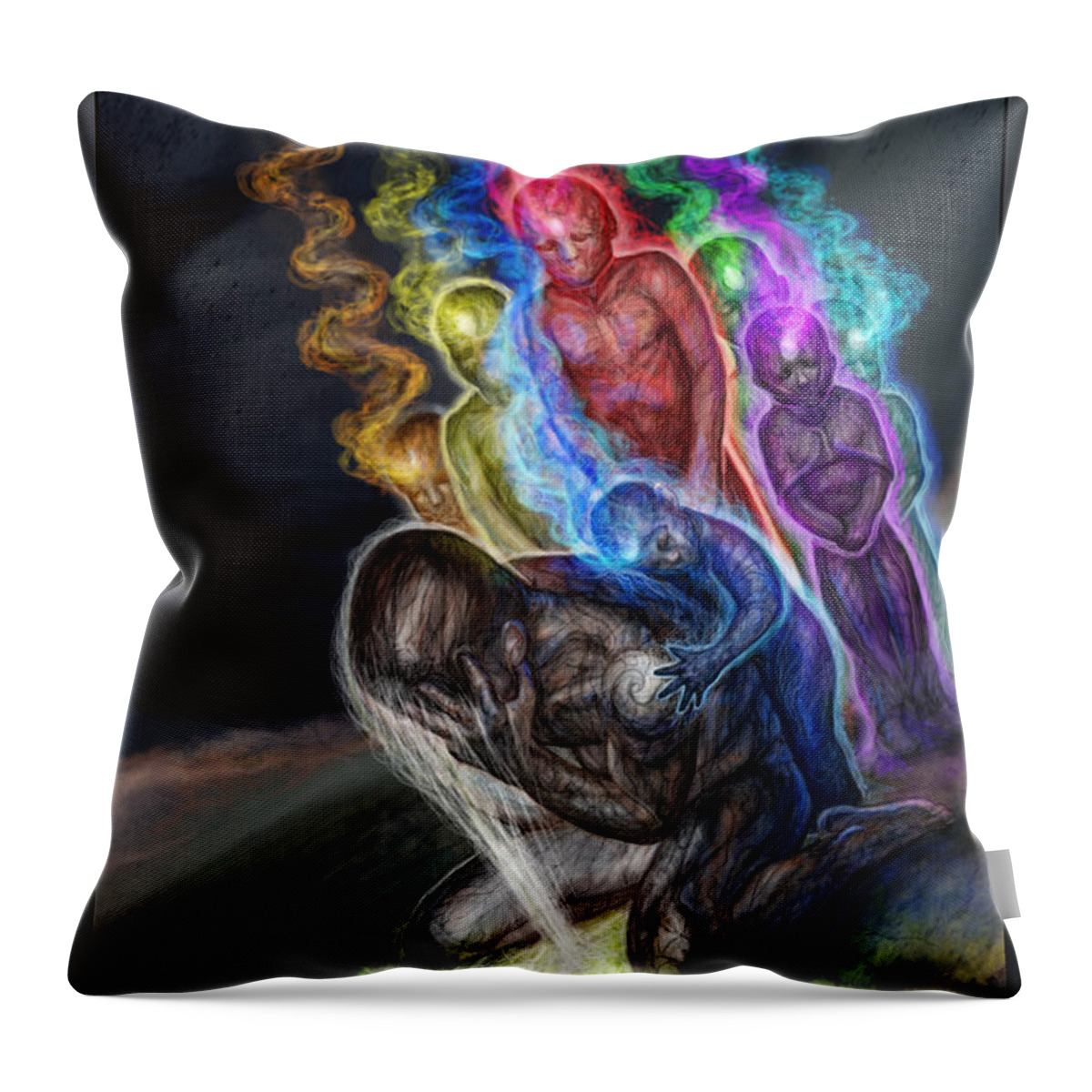 Tonykoehl Throw Pillow featuring the mixed media Ur not alone by Tony Koehl