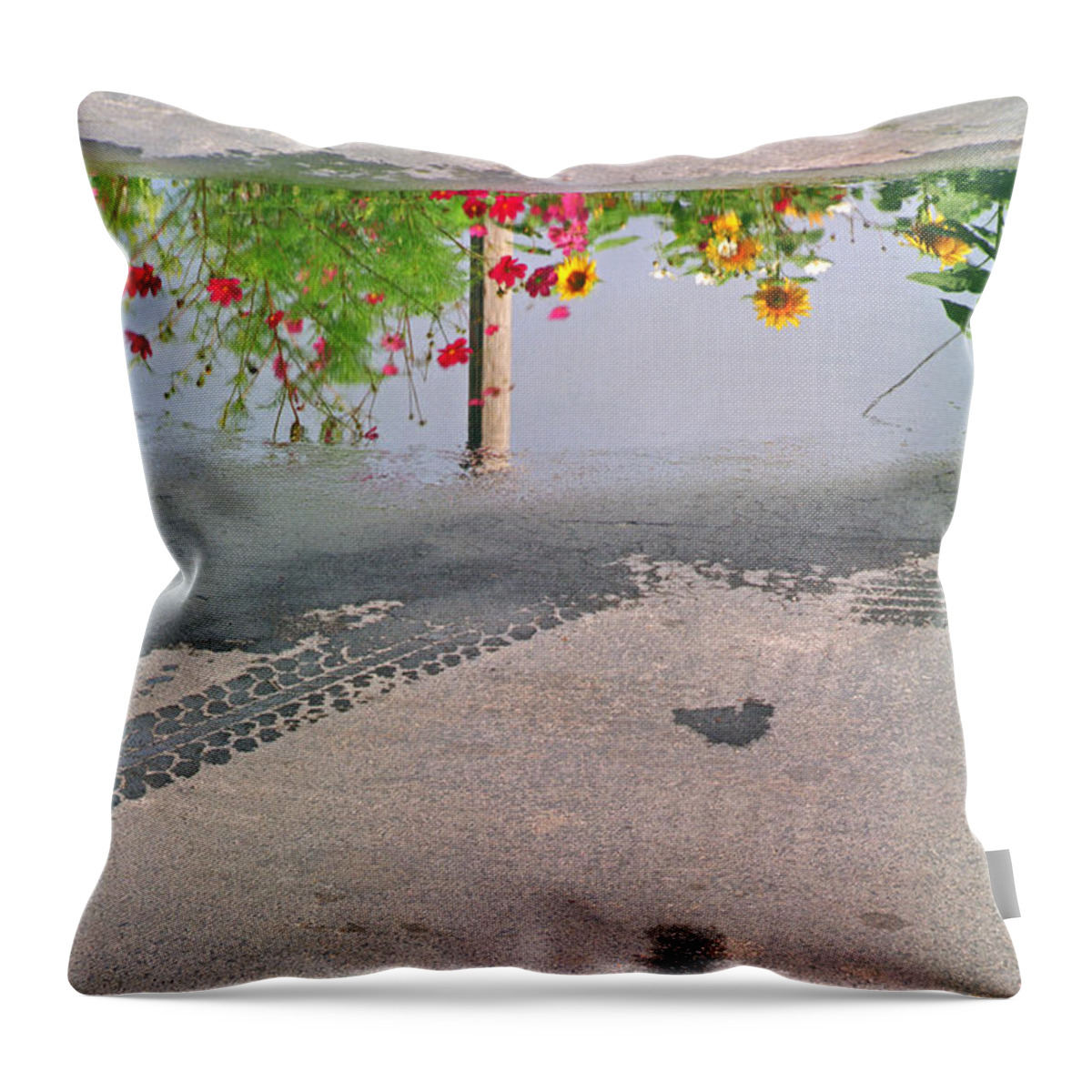 Urban Contrails Throw Pillow featuring the photograph Urban Contrails by Kris Rasmusson
