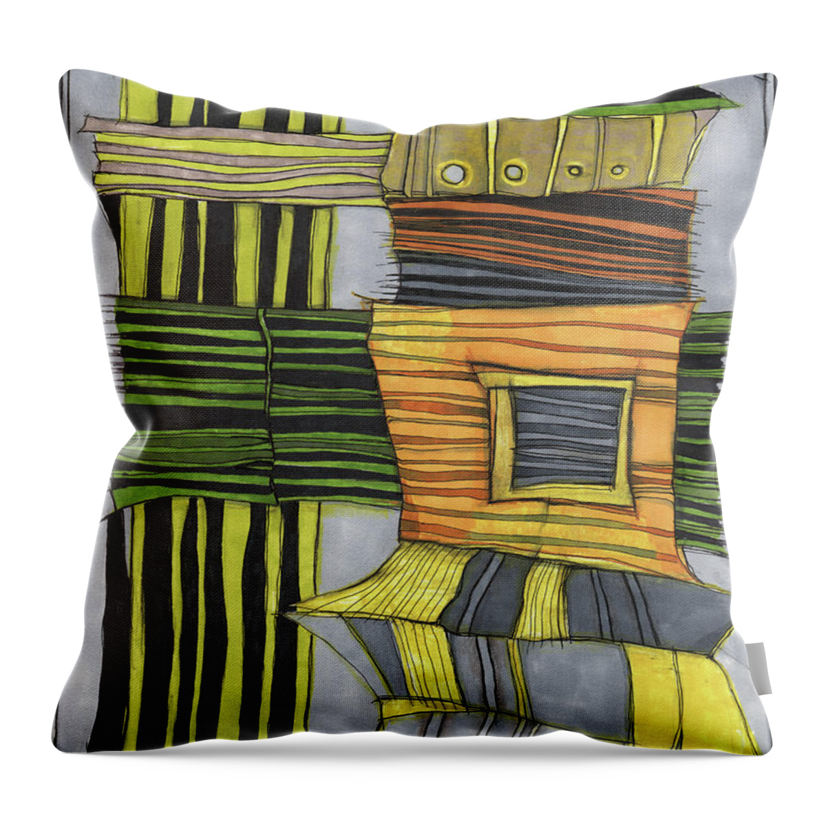 Abstract Throw Pillow featuring the drawing Urban Delight by Sandra Church