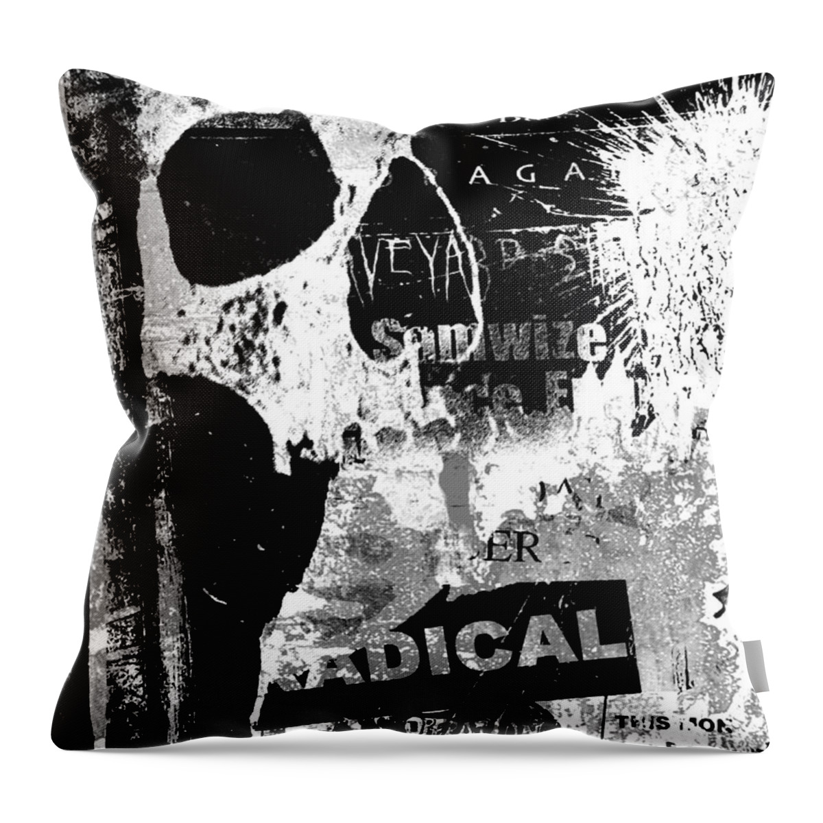 Urban Throw Pillow featuring the photograph Urban Skull by Roseanne Jones
