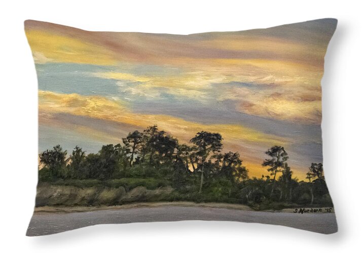 Urbanna Throw Pillow featuring the painting Urbanna Sunset by Sandra Nardone