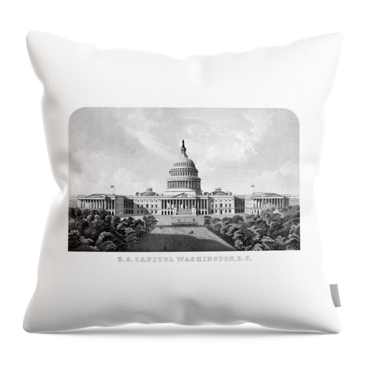 Capitol Throw Pillow featuring the mixed media US Capitol Building - Washington DC by War Is Hell Store