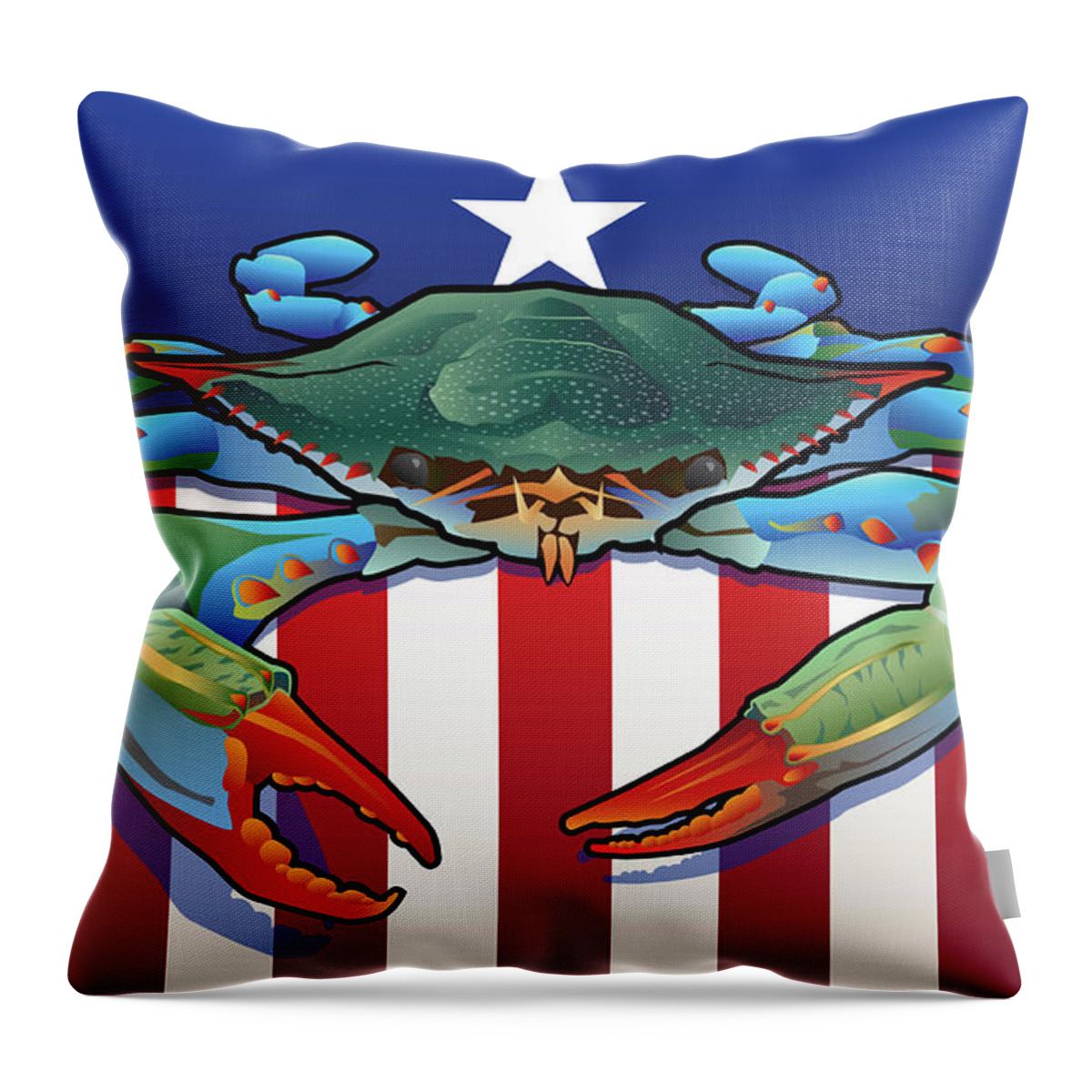 Blue Crab Throw Pillow featuring the digital art USA Blue Crab by Joe Barsin