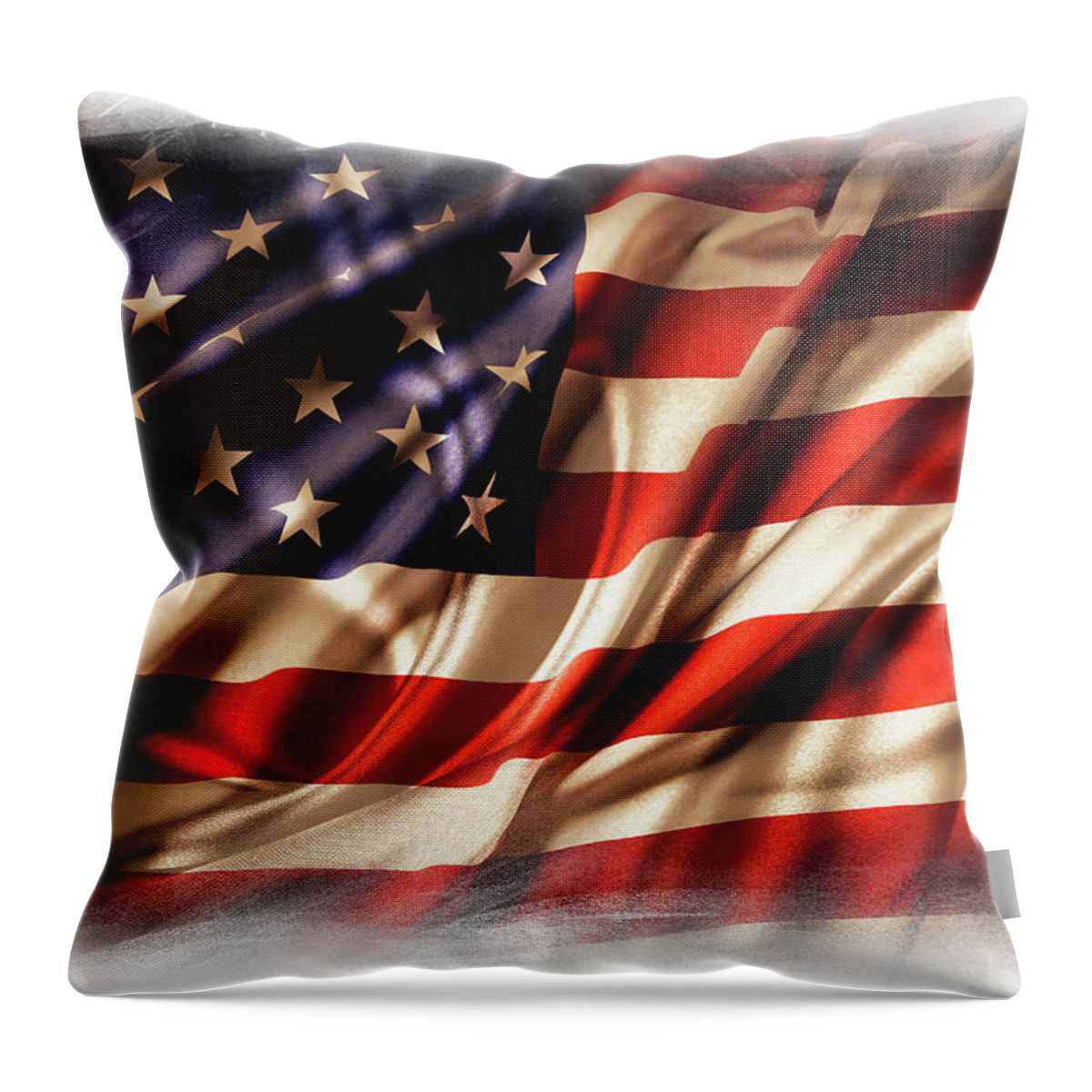 American Flag Throw Pillow featuring the photograph USA flag 7 by Les Cunliffe