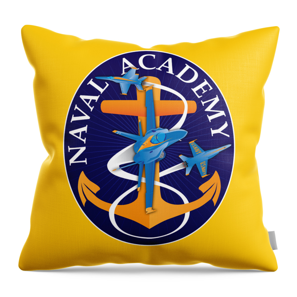 Usna Throw Pillow featuring the digital art USNA Anchors Aweigh Fouled Anchor by Joe Barsin