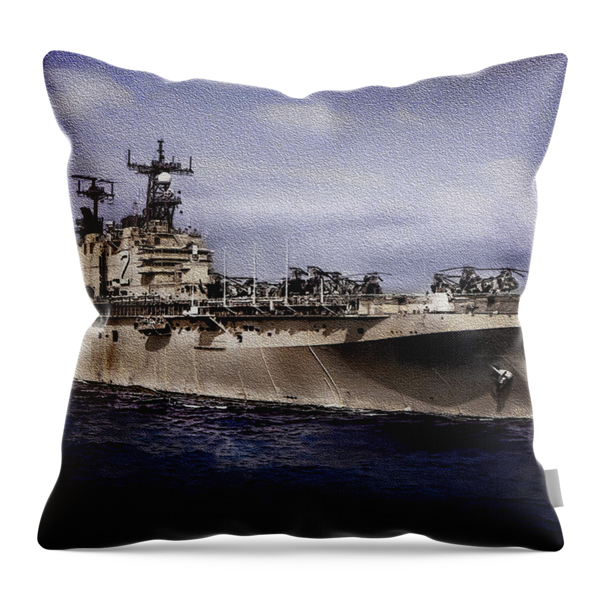 Ship Throw Pillow featuring the photograph USS Iwo Jima LPH2 by Reynaldo Williams