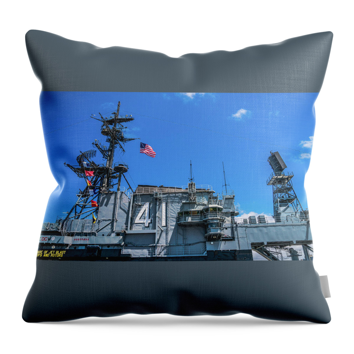 California Throw Pillow featuring the photograph USS Midway Conning Tower San Diego California by Lawrence S Richardson Jr