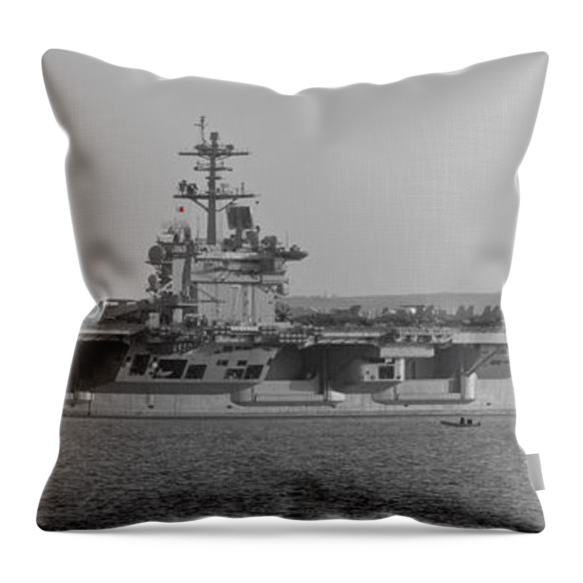 Uss Theodore Roosevelt Throw Pillow featuring the photograph USS Theodore Roosevelt in the Solent by Terri Waters