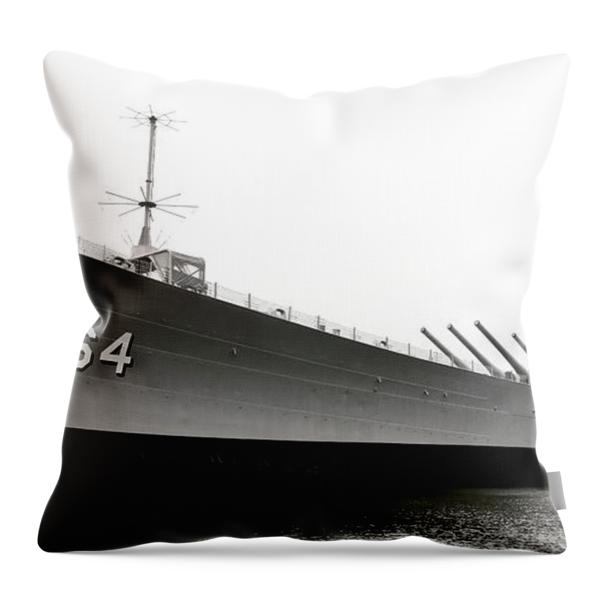 Ship Throw Pillow featuring the photograph USS Wisconsin - Port-Side by Christopher Holmes