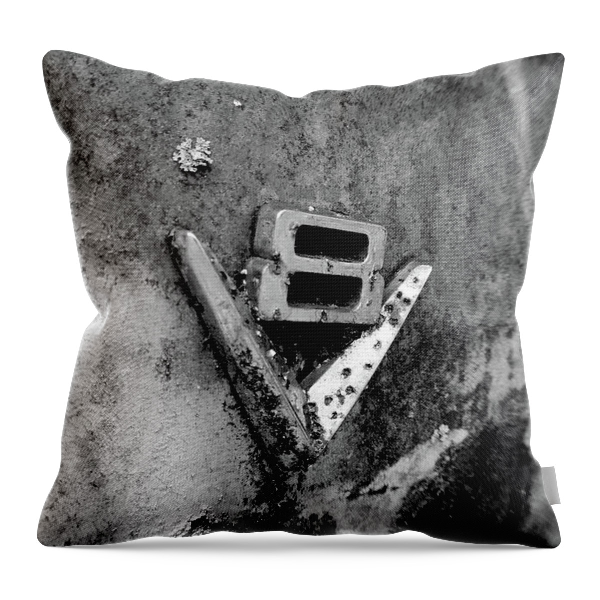 V8 Throw Pillow featuring the photograph V8 Emblem by Matthew Mezo