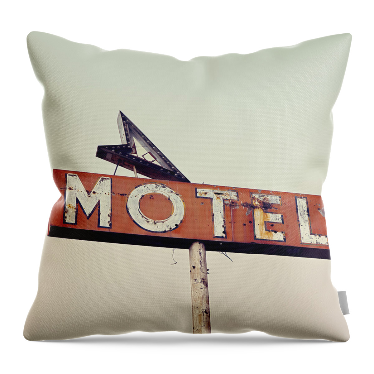 Motel Throw Pillow featuring the photograph Vacancy Vintage Motel Sign by Melanie Alexandra Price