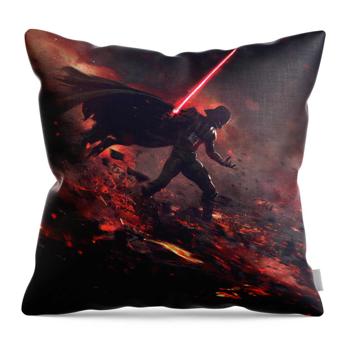 Lightsabers Throw Pillow featuring the digital art Vader vs Ahsoka by Exar Kun
