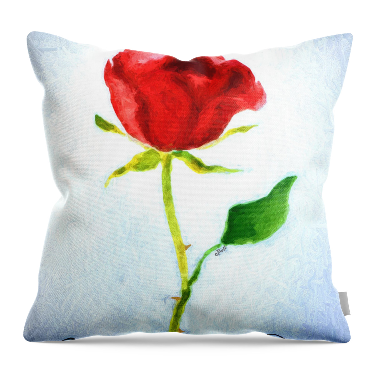 Rose Throw Pillow featuring the painting Valentine's Day Rose by Claire Bull