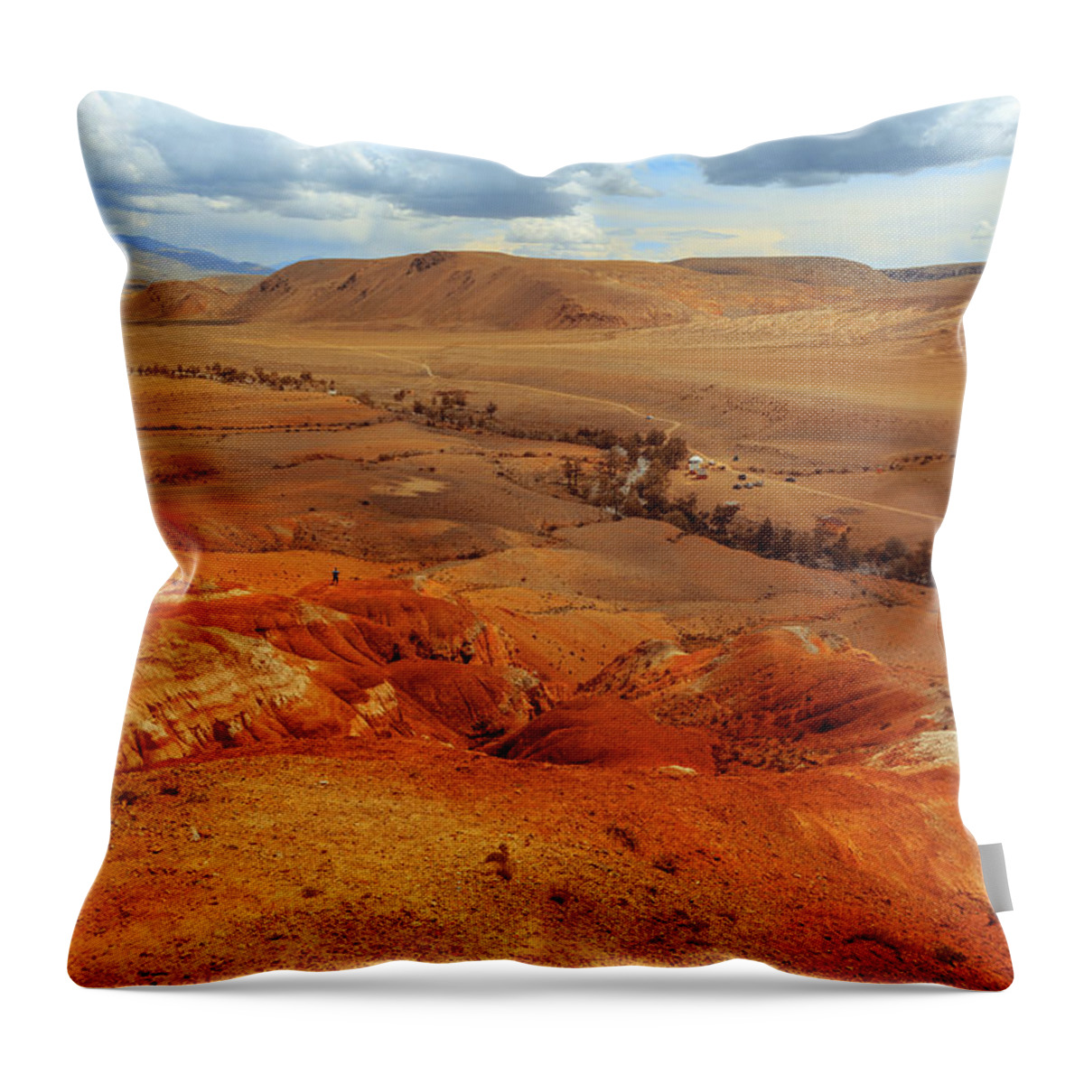 Russian Artists New Wave Throw Pillow featuring the photograph Valley of Kyzyl-Chin. Multicolored Mountains. Altai by Victor Kovchin