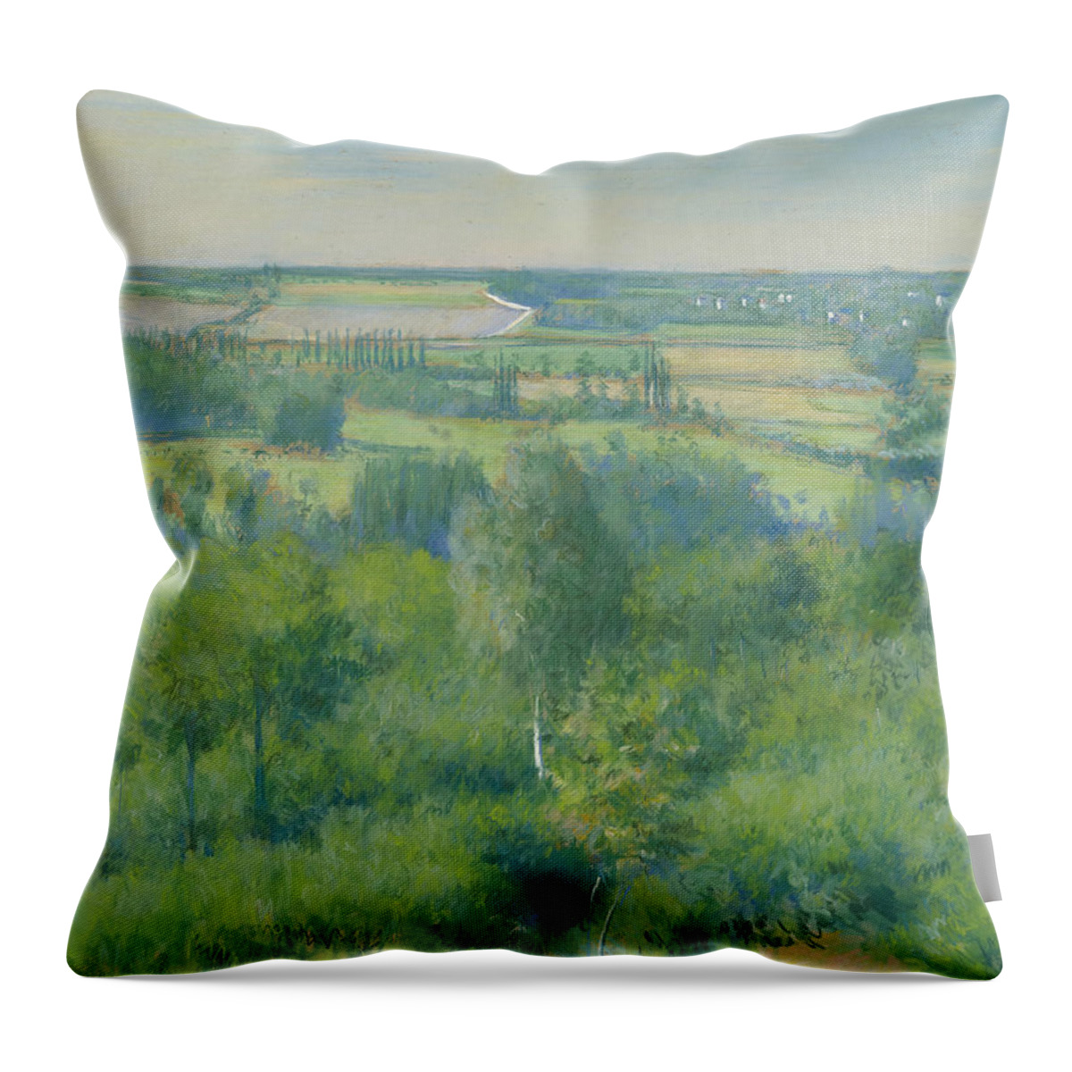 French Art Throw Pillow featuring the painting Valley of the Yerres by Gustave Caillebotte